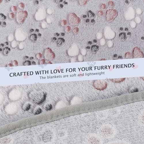 BVAGSS 6 Pack Small Dog Blanket, Super Soft Warm Pet Cover Blankets, Paw Print Puppy Fleece Flannel Blanket for Small Medium Dogs and Cats MW003 - color: Grey Paw, size: 6 Pack of 23.6x15.7 Inches