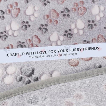 BVAGSS 6 Pack Small Dog Blanket, Super Soft Warm Pet Cover Blankets, Paw Print Puppy Fleece Flannel Blanket for Small Medium Dogs and Cats MW003 - color: Grey Paw, size: 6 Pack of 29.9x20.5 Inches