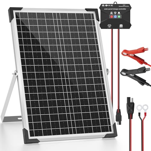 Voltset 30W 24V Solar Panel Kit, Solar Battery Maintainer with MPPT Charge Controller Adjustable Bracket, Solar Battery Charger for RV Car Boat Tractor and Camping - size: 30W-24V