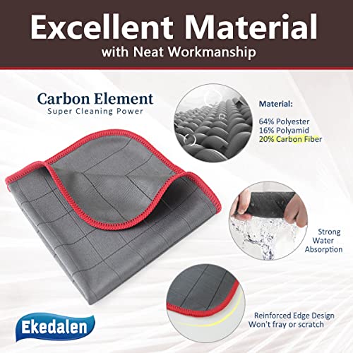 Lint Free Carbon Microfiber Cleaning Cloth Glass Window Polishing Streak Free Miracle Easy Clean Rag Reusable for Mirror Kitchen Dish Auto Detailing, Pack of 6, 12"x12", 400GSM - color: Grey-red, 12 X 12 Inch