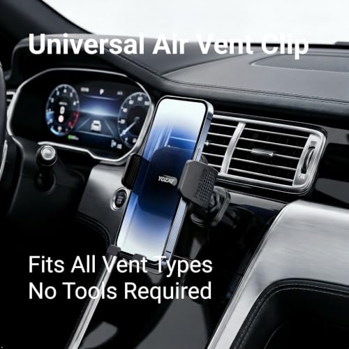 [2026 Upgraded Military-Grade Car Phone Holder Mount — Ultra-Stable Clamp Grip, 3-in-1 Dashboard/Windshield/Air Vent, One-Button Release — Heavy Duty Universal for iPhone & All Smartphones