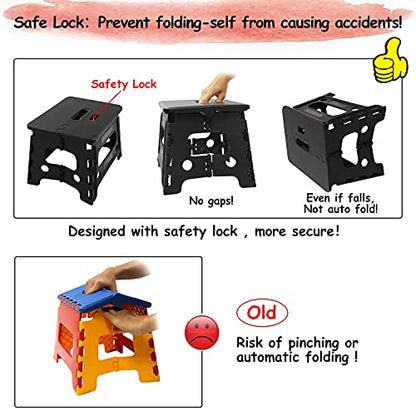 Kids Folding Step Stool for Toddlers – Safety Lock to Stable (1 Black) - color: Only Black