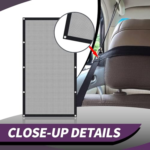 Black Fence, Pet Barrier Backseat Mesh, Car Divider Net, Dog Guardrail, SUV Pickup Small Car (45.2In x 24.4In)