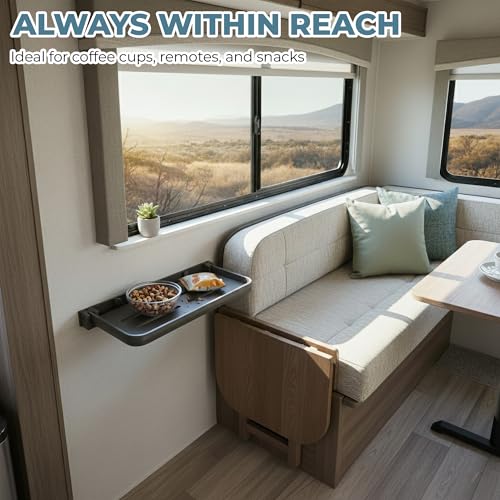 2 Pack RV Aluminum Folding Shelf for Travel Trailers, Floating Foldable Shelves Small Wall-Mounted Fold Up Down for Camper Accessories & Space-Saver, Bathroom Storage Organizer with Screws 11x5 inch