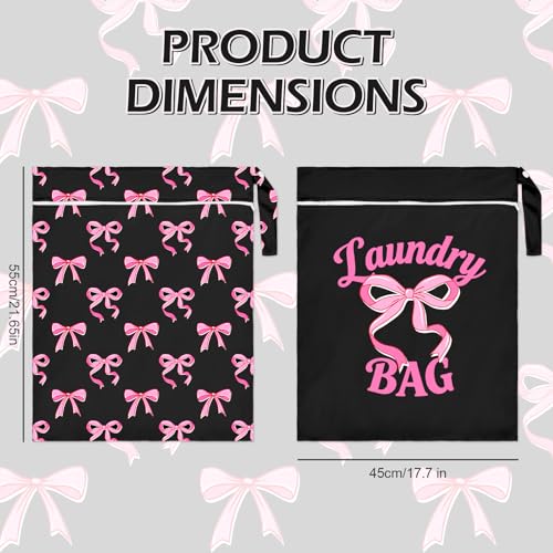 2 Pcs Large Travel Laundry Bags Waterproof Wet Dry Bag, Washable Dirty Clothes Bags for Travel，Drawstring, Bathing Suit, Workout, Gym Clothes Laundry, Swimming Pool & College Dorm, Black Bow - color: Black Bow