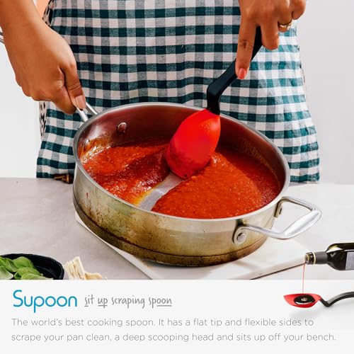 Dreamfarm Set of Essentials Silicone & Nylon Kitchen Utensils 4pc Set | Non-stick cookware safe, cooking, meal prep, and baking tools, includes Chopula, Mini Chopula, Supoon and Mini Supoon - size: 4 Piece Essential Set