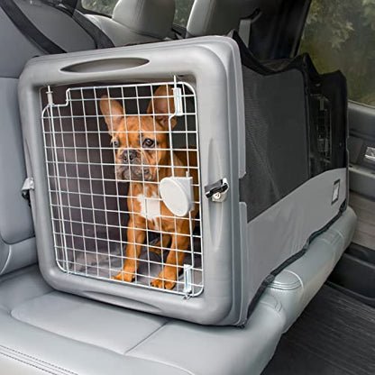 Sport Pet Car Seat Pet Crate with Divider - color: Medium Pop-Up Crate w/ Divider (Tan)