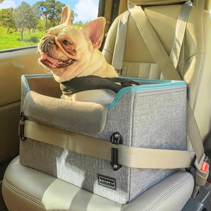 PETSFIT Dog Car Seats for Small Dogs – Patented Safety Buckles – Safety Tether – Foldable Travel Dog Booster Car Seat Reduces Anxiety & Road Trips – Stable Frame, Soft Cushion, Fits Front/Back Seat