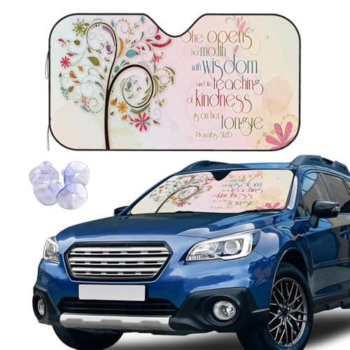 Inspirational Quotes Windshield Sun Shade Car Front Window Shades for Car Accessories Sun Heat UV Rays Visor for Universal Cars SUV Truck 51 x 27.5 Inch - color: Inspirational Quotes