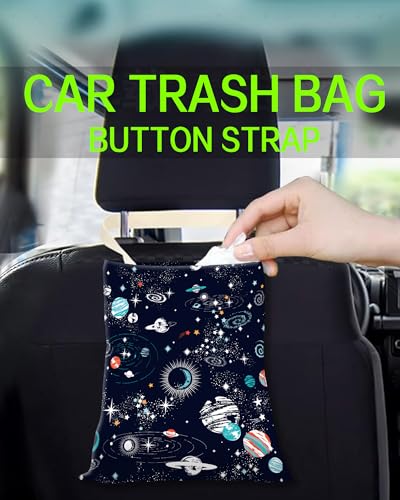 Car Trash Can, Durable Hanging Car Trash Garbage Bag, Cute Automotive Garbage Cans Organizer, Cute Blue Space - color: Cute Blue Space