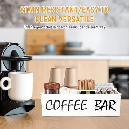 Coffee Station Organizer with Handles, Metal Coffee Bar Accessories Organizer for Countertop, Pod Holder Basket for Sugar Tea - White Table Decor - style: White -4 compartments