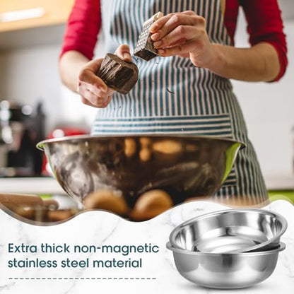 Nuogo 4 Pcs Stainless Steel Mixing Bowls Metal Mixing Bowls Extra Large Basin Salad Basin Deeper Edge Dishwasher Safe Mirror Finish for Home and Commercial, Silver (18 Inch 16 Qt) - size: 18 Inch (16 Qt)