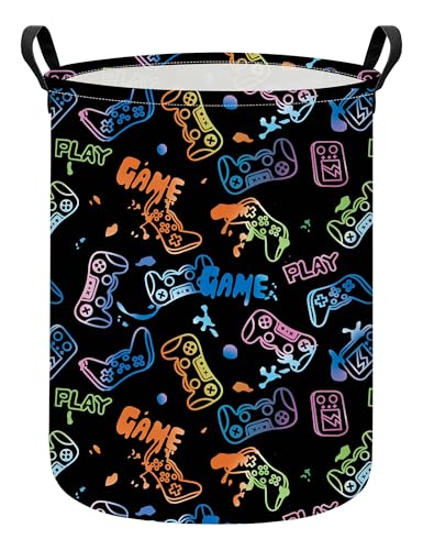 Laundry Hamper Large Canvas Fabric Lightweight Storage Basket/Toy Organizer/Dirty Clothes Collapsible Waterproof for College Dorms, Boys and Girls Bedroom,Bathroom(Game) - color: Game
