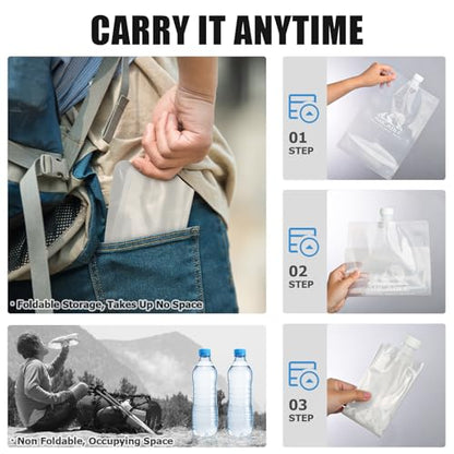Ancable 64oz Collapsible Water Bottles, 3-Pack Reusable Travel Foldable Water Bottles for Hiking Camping Running Bike, BPA-Free Water Bottle - color: Clear x 3, size: 64 Ounces