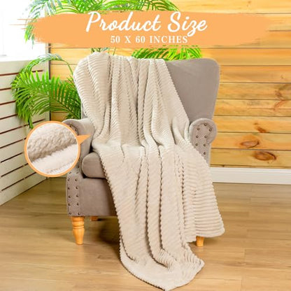 Buryeah 6 Pcs Flannel Throw Blanket Bulk 50 x 60 in Sleepover Blanket Outdoor Wedding Throw Lightweight, Oeko-tex Standard 100 Certified for Sofa Homeless Gifts (Beige) - color: Beige