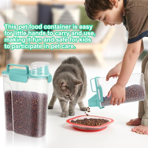 TBMax Dog Food Storage Containers 2 Pack 8 to 10 Lbs, Airtight Pet Food Container Dispenser with Large Spout & Portable Handle, Travel Dog Treat Cat Food Storage Bin Bird Seed Container -Cyan - color: Cyan 6+3Qt