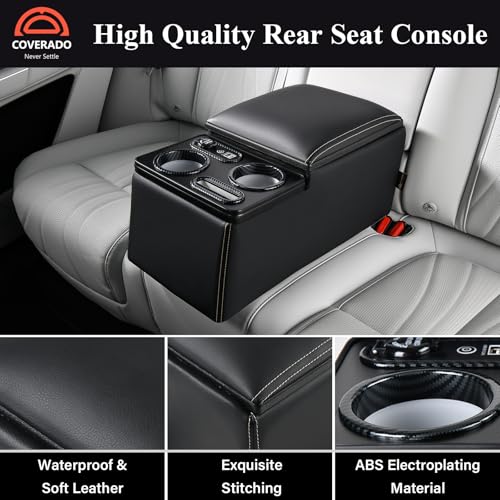 Coverado Car Center Console, Universal Rear Bench Seat Console, Back Seat Car Organizer, Automotive Center Console with Cup Holder & Phone Holder, Central Armrest Box (Update, Black) - color: Black, style: Update