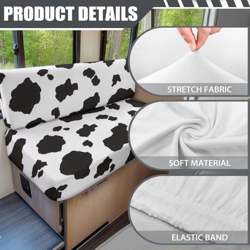 Cow Print RV Dinette Cushion Covers,Couch Cushion Slipcovers Stretch Camper Cushions Cover Replacement Sofa Slipover for Travel Trailer Couch Includes Backrest Cover & Bench Cover - color: Cow Print