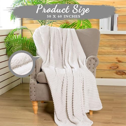 Buryeah 6 Pcs Flannel Throw Blanket Bulk 50 x 60 in Sleepover Blanket Outdoor Wedding Throw Lightweight, Oeko-tex Standard 100 Certified for Sofa Homeless Gifts (Cream White) - color: Cream White