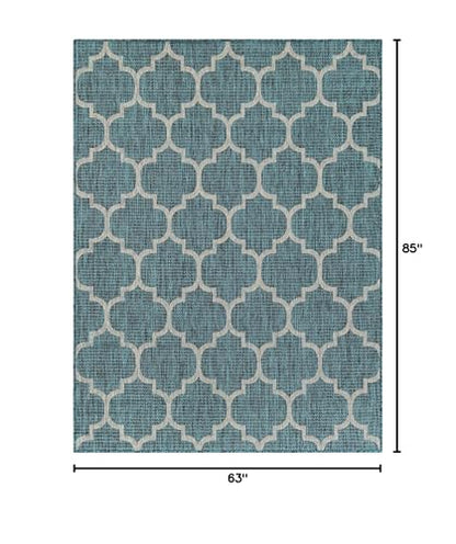 Unique Loom Outdoor Trellis Collection Area Rug (5' 3" x 7' 1" Rectangle Teal/Gray) - color: Teal/Gray, size: 5'3" x 7'1" (Rectangular)
