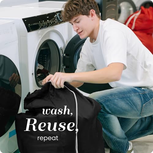 Handy Laundry Laundry Bag – Heavy Duty Nylon, Large Capacity, Locking Drawstring Closure, Machine Washable, Fits Laundry Basket, Travel, Dorm, Camp, Black, 22 x 32 Inches - color: Black, size: 22" x 32"