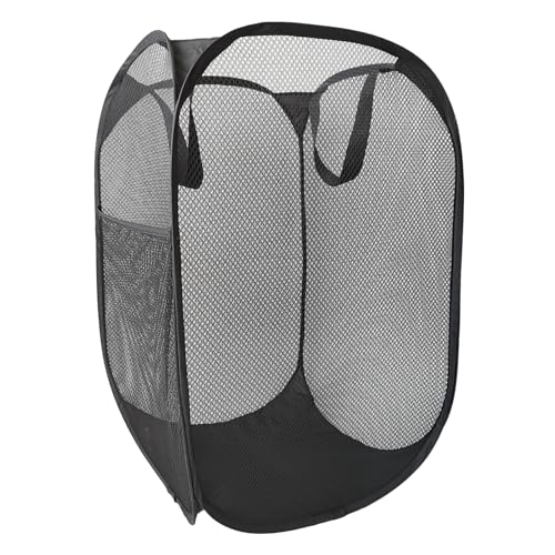 The upgraded pop-up laundry basket features a breathable side pocket mesh design, making it ideal for rooms, apartments, dormitories, travel, business trips, and children's storag(1, Black) - color: Black