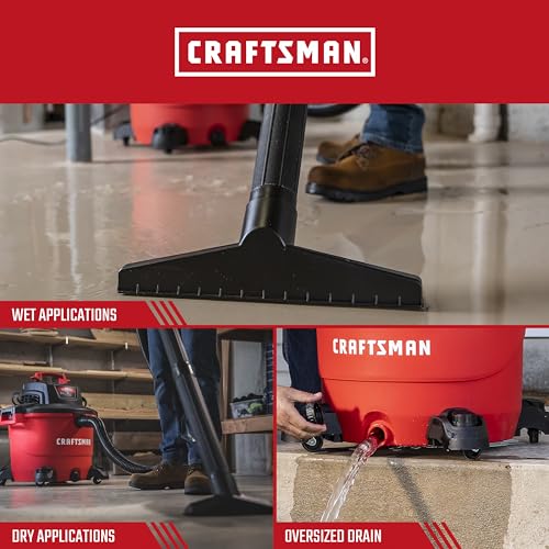 CRAFTSMAN CMXEVBE18595 16 Gallon 6.5 Peak HP Wet Dry Shop Vacuum - size: 16 Gallon 6.5 Peak HP w/4 Dust Bags