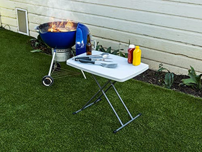 Iceberg Small Camping Personal Folding Table, Heavy Duty Utility Table, Adjustable Height, Platinum, 19.5” L x 30” W x 28" H - color: Platinum