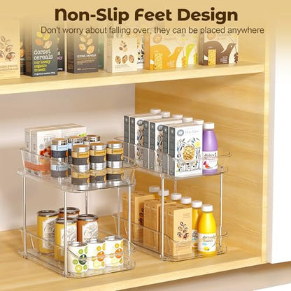 incostar 2 Tier Pull-Out Organizer for Bathroom Kitchen, Under Sink Storage with Dividers, Ideal for Cabinet, Cupboard Organization, Slide-Out Clear Storage, 1 Pack - style: 1 Pack 2Tier