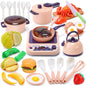 CUTE STONE Kids Kitchen Accessories, Toy Pots & Pans Set with Sound & Light Induction Cooktop, Cuttable & Peelable Play Food, Play Cookware, Educational Role Play Gift for Toddlers & Kids Ages 3+ - style: Purple with induction