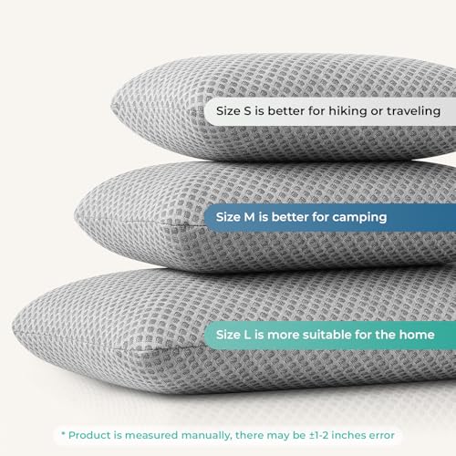 Travel Pillow Memory Foam Pillows, Camping Pillow-Compressible Medium Firm, Breathable Cover, Ideal Backpacking Hiking, Bed Pillows, Airplane and Car (Light Grey, S) - color: Light Grey, size: S-15.7*9.8in