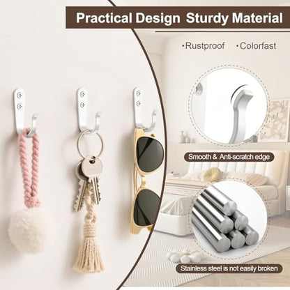 BREYDROK 20-Pack Towel Hooks for Bathroom, Heavy Duty Black Metal Wall Hooks for Robe, Coat, Kitchen, Closet, Garage Organizer - color: 20Pcs + White
