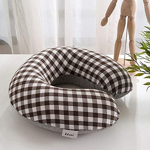 Buckwheat Neck Pillow for Sleeping U Shaped Pillow Cooling Travel Cervical Sleeping Pillow Head Neck Contour Support for Side Sleepers(12x12 inch, AB-Black) - color: Ab-black