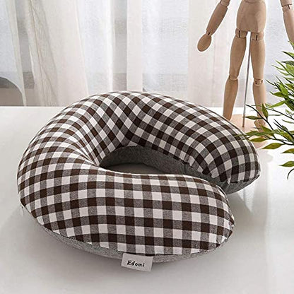 Buckwheat Neck Pillow for Sleeping U Shaped Pillow Cooling Travel Cervical Sleeping Pillow Head Neck Contour Support for Side Sleepers(12x12 inch, AB-Black) - color: Ab-black
