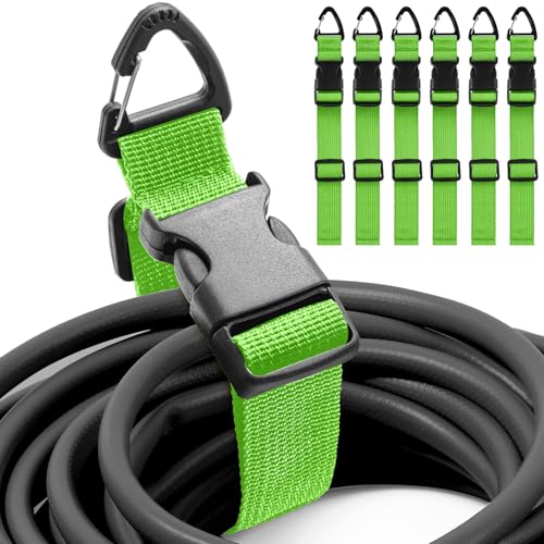 6 Pack 17 Inch Adjustable Extension Cord Holder Organizer with Triangle Clips for Garage Organization and Storage Heavy Duty Extension Cord Hanger for Men Workshop (Green) - color: Green