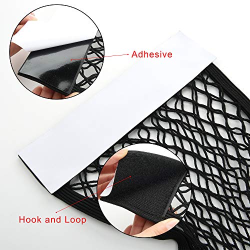 Cosmos Universal Mesh Cargo Net Wall Sticker Organizer Pouch Bag Storage Mesh Net for Car Trunk, Pack of 2 with Tape Stickers