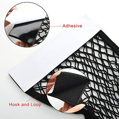 Cosmos Universal Mesh Cargo Net Wall Sticker Organizer Pouch Bag Storage Mesh Net for Car Trunk, Pack of 2 with Tape Stickers