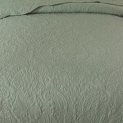 HoneiLife Queen Quilt Bedding Sets - Microfiber Quilt Sets for Queen Bed, 3-Piece Lightweight Bedspreads,Reversible Coverlets Rustic Bedlinen Sets, Embroidered Bedding Sets All Season Quilts - color: Pickle Green, size: Queen/Full-90"x96"