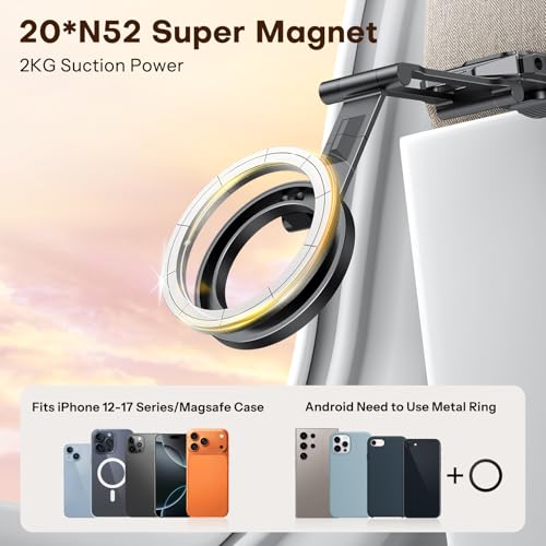 OMOTON TP02 360°Rotating for MagSafe Tripod, New Upgrade with 1/4" Screw Arca, Adjustable Magnetic Phone Tripod for iPhone 17/16/15 Pro Max Air, Foldable Selfie Stick Fits Vlog, Gym, Black Pro - color: 7-Black Pro