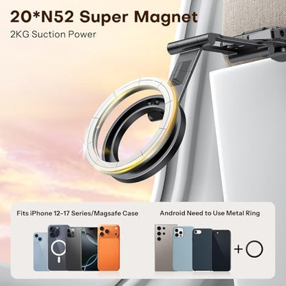 OMOTON 360°Rotating for MagSafe Tripod with 1/4" Screw Arca, Adjustable Magnetic Phone Tripod for iPhone 17/16/15 Pro Max Air, Fold Selfie Stick Fits Vlog, Gym, Travel Essentials, Black& Black Pro - color: 9-Black&Black Pro