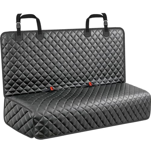 URPOWER PU Leather Dog Car Seat Cover for Back Seat, Waterproof Non-Slip Bench Seat Protector for Dogs, Easy-Clean Scratch-Resistant Pet Seat Cover for Compact Cars Small SUVs - color: Matte Black, size: Small (50" x 49")