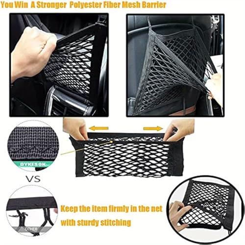 Dog Car Net Barrier with Auto Safety Mesh Organizer Baby Stretchable Storage Bag Universal for Cars.