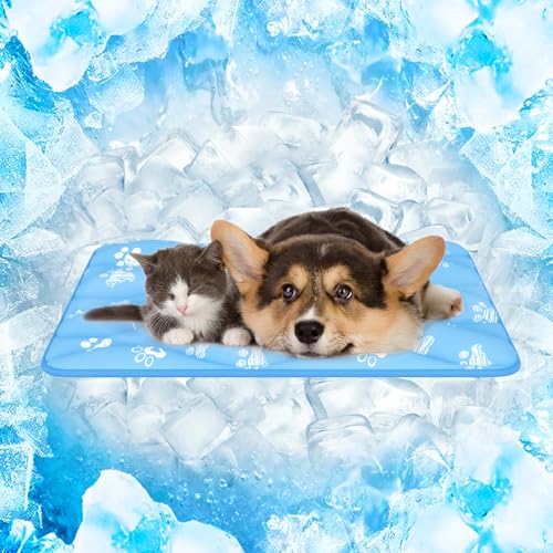 Rywell Super-Absorbent Cooling Mat for Dogs 24"x18" Arc-Chill 3.0 & Color-Changing Dog Cooling Mat, Stay Cool & Dry, Washable, Non-Slip Pet Bed Mat for Floors, Sofas, Kennels - color: Blue, size: S