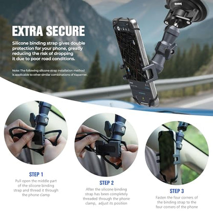 Suction Cup Car Phone Holder, Phone Mount for Windshield/Dashboard with 25mm Ball Head & Aluminum Magic Arm, 360° Rotatable for iPhone/Samsung/Android, Fits Phone Width 2.56-3.74"(KPS-09) - color: KPS-09