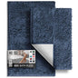 Hearth & Harbor Bathroom Rugs, Chenille Bath Mat - Machine Washable Bath Mats for Bathroom Non-Slip Backing Rubber, Quick Dry Bathroom Mat - color: Navy Blue, style: 17 x 24 + 20 x 32