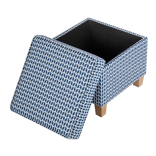 HomePop 18" Classic Square Storage Ottoman - Blue Chevron Print - color: Blue Chevron Print