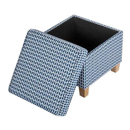 HomePop 18" Classic Square Storage Ottoman - Blue Chevron Print - color: Blue Chevron Print