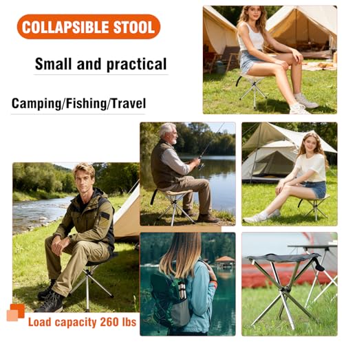 Ultra-Lightweight Camping Stoo - 260lbs Capacity | 13.8in Expanded Height | 1.2lbs Ultra-Light & Waterproof | 1-Pull Quick Setup for Camping, Hiking, Fishing, BBQ & Waiting in Line (Black) - color: Black