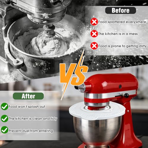 Silicone Mixer Bowl Cover Compatible with KitchenAid 6-7 Quart Tilt-Head Stand Mixer, Airtight Lid with Collapsible Small Bowl, Splash Guard, Dustproof, Reusable, Dishwasher Safe