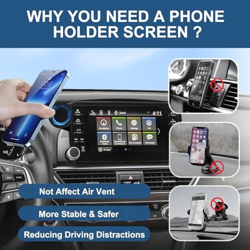 Car Phone Holder for 2018-2022 Honda Accord Accessories 8-inch Screen Fixed Clip, Magnet Cell Phone Mount Compatible with MagSafe, Hand-Free 360° Rotation Phone Automobile Cradles Not Affect Air Vent - size: 18-22 Honda Accord